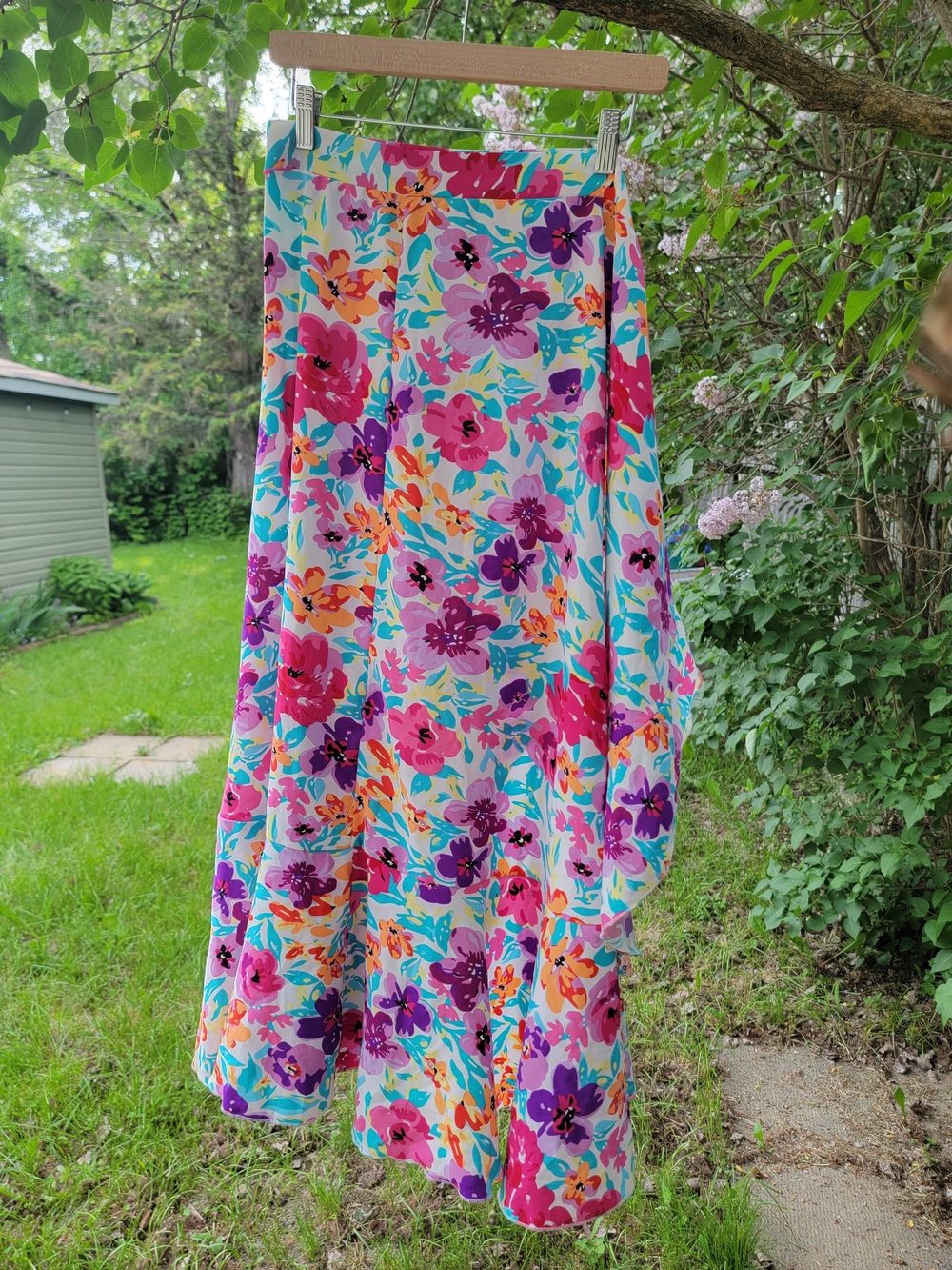 Floral A-Line Skirt in Multicolor New ♡ Adjustable Tie Waist XS-M